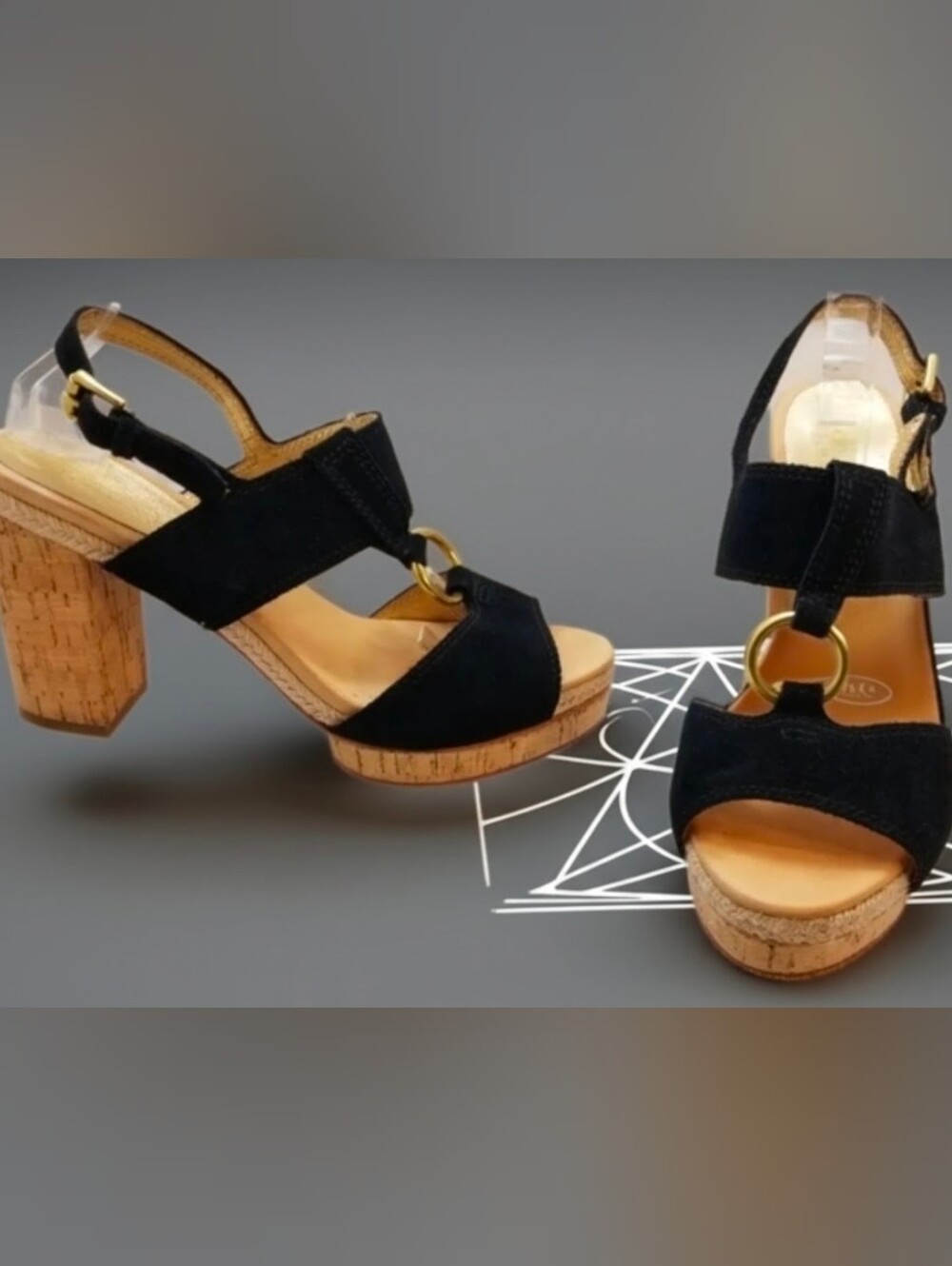 Rare! Coach Valeann Black Suede Cork Block Heel Platform Sandals –  7.5B